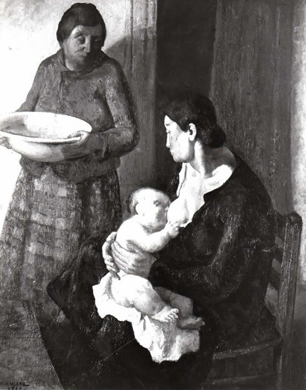 Maternità, 1930, olio, esposta II Sindacale Fascista della Campania, Napoli 1930, ubicazione ignota